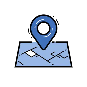 Map pin on a map representing local seo